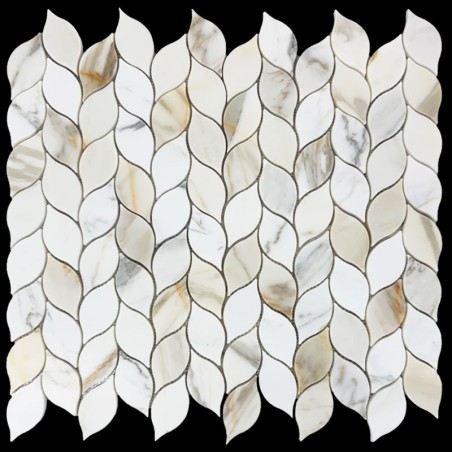 Calacatta Oro Gold Honed Leaf Design Marble Mosaic Tiles