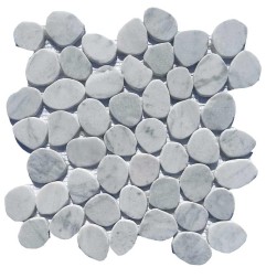Carrara White Tumbled Sliced Pebble Squares