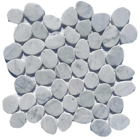 Carrara White Tumbled Sliced Pebble Squares