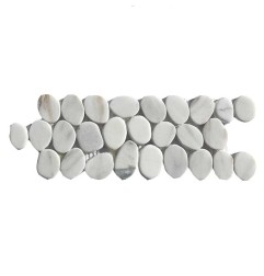 Calacatta Gold Tumbled Sliced Mini Pebble Borders
