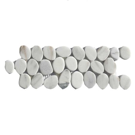 Calacatta Gold Tumbled Sliced Mini Pebble Borders