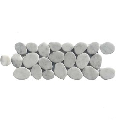 Carrara Tumbled Sliced Mini Pebble Borders