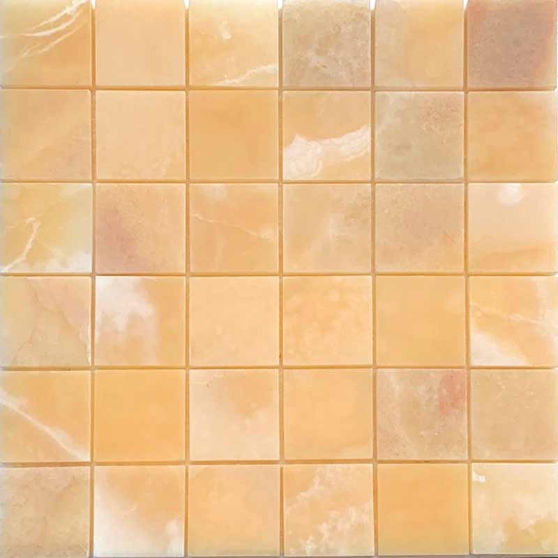 Orange Onyx Polished Mosaic tiles 50x50