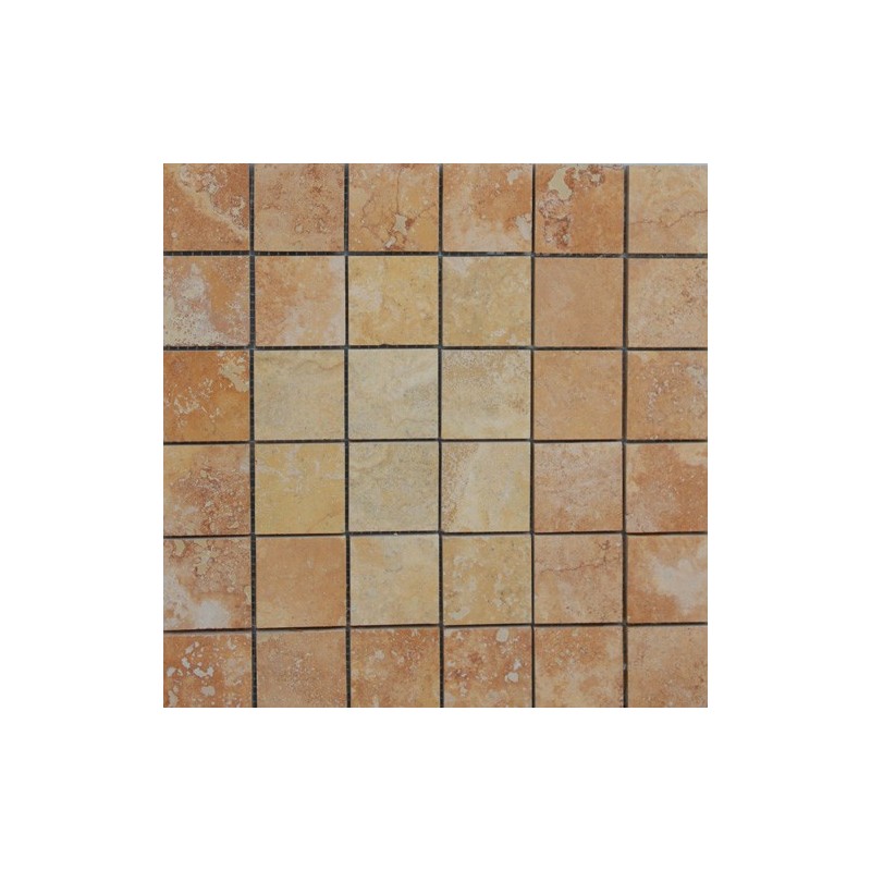 Giallo Filled Honed Travertine Mosaic 50x50