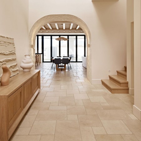 Crema Luminous French Pattern Tumbled Limestone Tiles 12mm