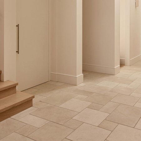 Crema Luminous French Pattern Tumbled Paver Limestone 30mm