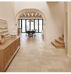 Crema Luminous French Pattern Tumbled Paver Limestone 30mm