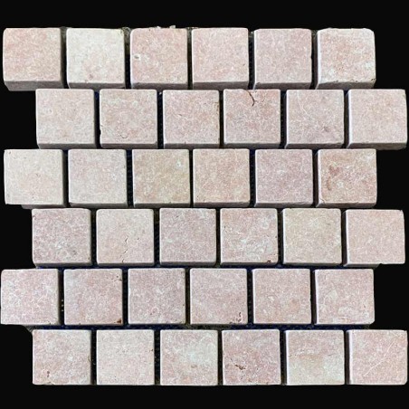 Rosa Perlino Tumbled Brick Pattern Cobblestone Marble