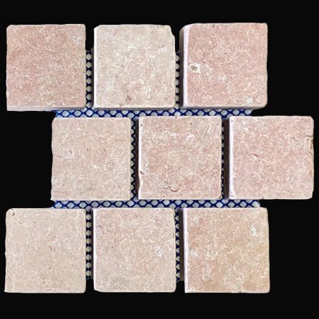 Rosa Perlino Tumbled Brick Pattern Cobblestone Marble
