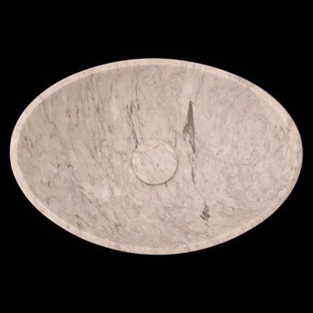 Persian White Honed Oval Concave Design Basin Marble 4653