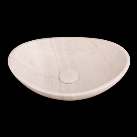 Bianca Luminous Honed Oval Concave Design Basin 4628 With Matching Pop-Up Waste