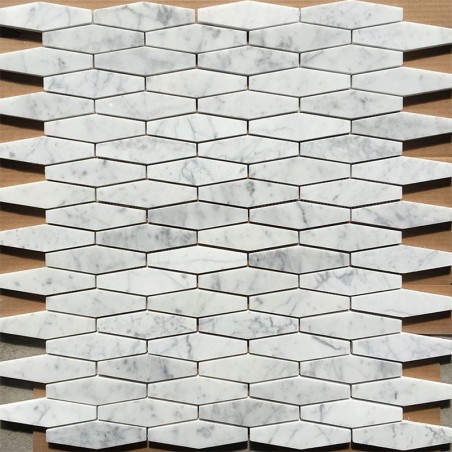 Long Hexagon Carrara Honed Marble Mosaic Tiles
