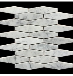 Long Hexagon Carrara Honed Marble Mosaic