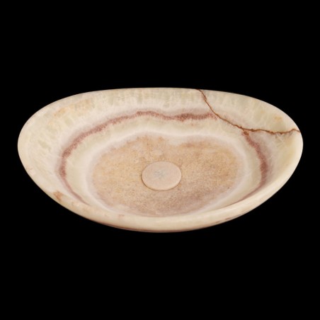 Green Onyx Honed Oval Concave Design Basin 4579 With Matching Pop-Up Waste