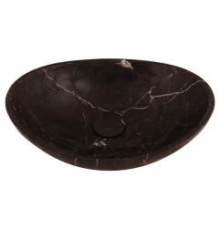Nero Marquina Honed Oval Concave Design Basin Marble 4668 With Matching Pop-Up Waste