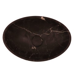 Nero Marquina Honed Oval Concave Design Basin Marble 4668