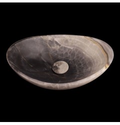 Blue Onyx Honed Oval Basin Concave Design 4645 With Matching Pop-Up Waste