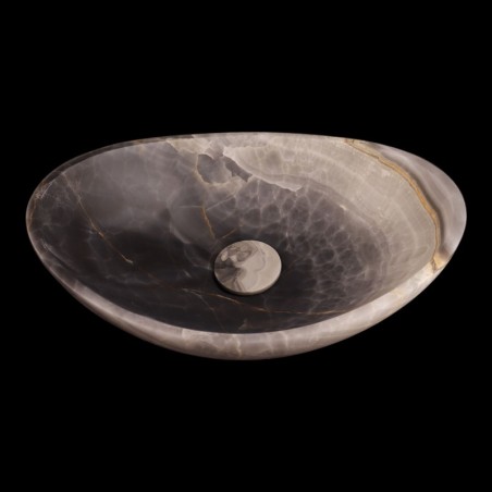 Blue Onyx Honed Oval Basin Concave Design 4645 With Matching Pop-Up Waste