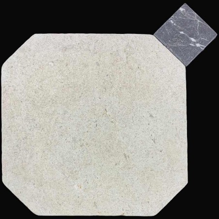 Crema Luminous Octagon & Square Tumbled Limestone Tiles