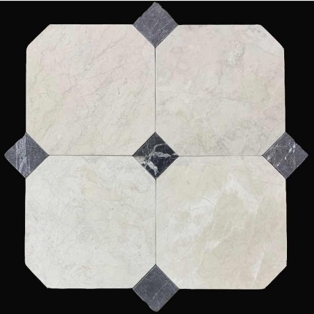 Bianca Perla Octagon & Square Tumbled Limestone Tiles