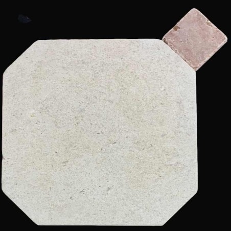 Crema Luminous Octagon & Square Tumbled Limestone Tiles