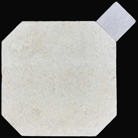 Crema Luminous Octagon & Square Tumbled Limestone Tiles