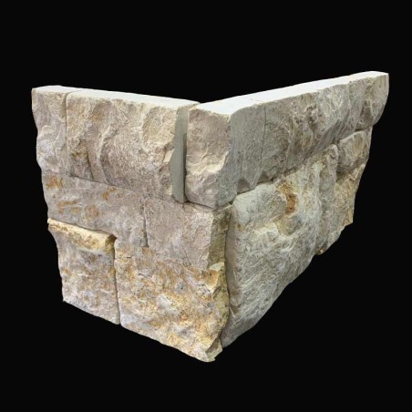 Travertine Beige Dry Stone Panel Corner