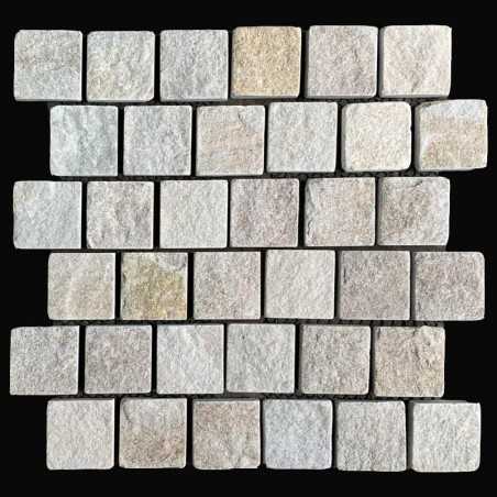 Heritage Cream Tumbled Brick Pattern Quartz Cobblestone