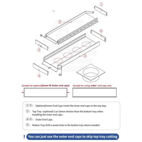 Joemo Aluminium Matt Black Tile Insert Channel Drain