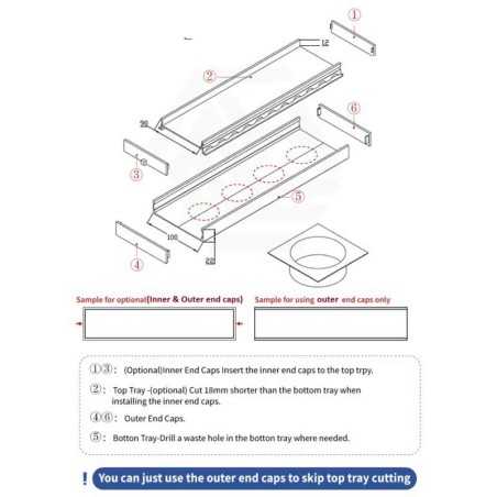 Joemo Aluminium Silver Tile Insert Channel Drain