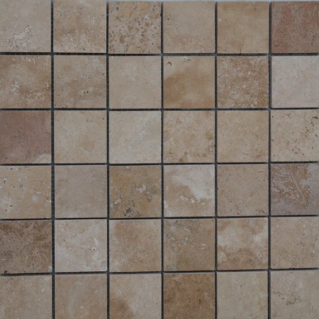 Travertine Noce Unfilled Honed Mosaic