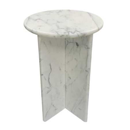 Calacatta Statuario Honed Round Side Table Marble