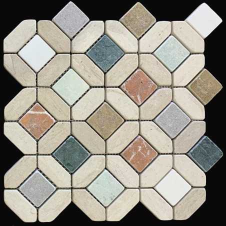 Pompei Multi Crema Tumbled Marble Mosaic Tiles