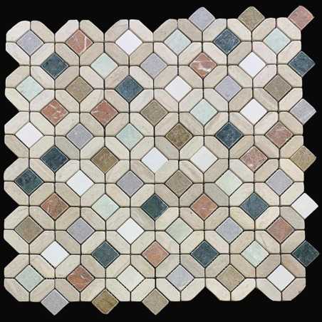 Pompei Multi Crema Tumbled Marble Mosaic Tiles