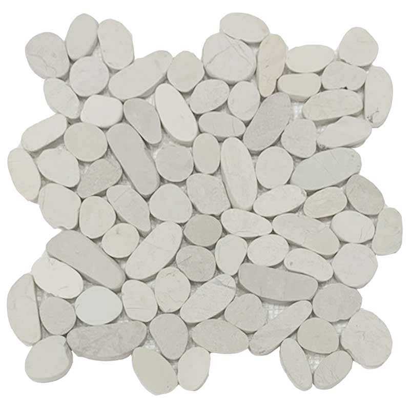 Beige Medium Tumbled Sliced Pebble Squares