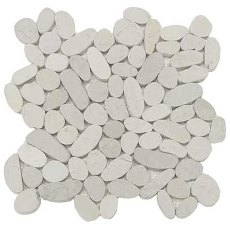 Beige Medium Tumbled Sliced Pebble Squares