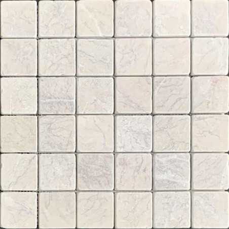 Bianca Perla Tumbled Limestone Mosaic Tiles 50x50