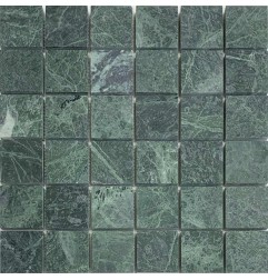 Verde Alpi Green Square Honed Marble Mosaic Tiles 48x48
