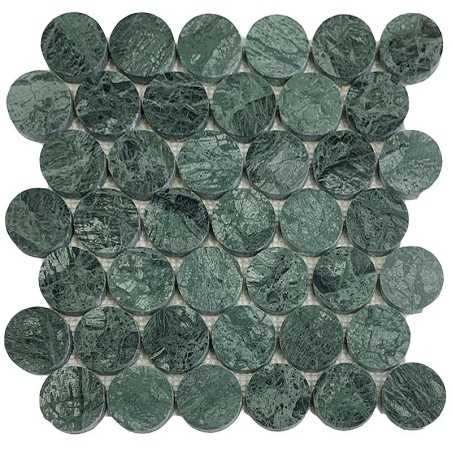 Verde Alpi Green Penny Round Honed Marble Mosaic Tiles 48x48
