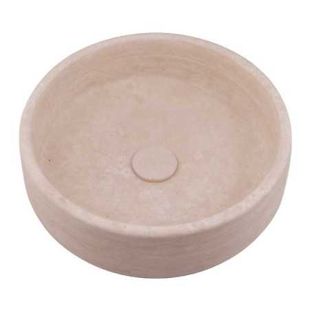 Classico Honed Luna Round Travertine Basin 5364 With Matching Stone Pop-Up Waste