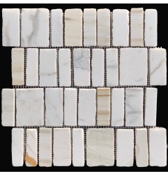 Calacatta Oro Gold Scarpa Honed Surface & Chiselled Edge Marble Mosaic Tiles