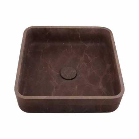 Pietra Brown Honed Square Basin Limestone 5472 With Matching Stone Pop-Up Waste