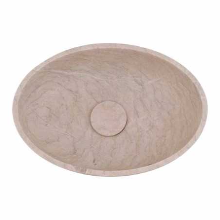 Bianca Perla Honed Oval Basin Limestone 5536 With Matching Stone Pop-Up Waste