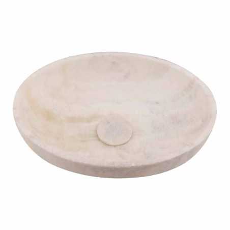 White Onyx Honed Oval Basin 5540 With Matching Stone Pop-Up Waste