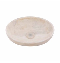 White Onyx Honed Oval Basin 5545 With Matching Stone Pop-Up Waste