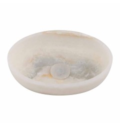 White Onyx Honed Oval Basin 5528 With Matching Stone Pop-Up Waste