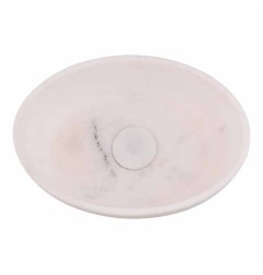 White Onyx Honed Oval Basin 5529 With Matching Stone Pop-Up Waste