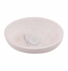 White Onyx Honed Oval Basin 5529 With Matching Stone Pop-Up Waste