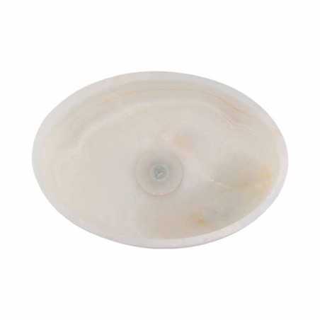 White Onyx Honed Oval Basin 5525 With Matching Stone Pop-Up Waste