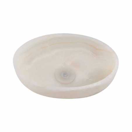 White Onyx Honed Oval Basin 5525 With Matching Stone Pop-Up Waste